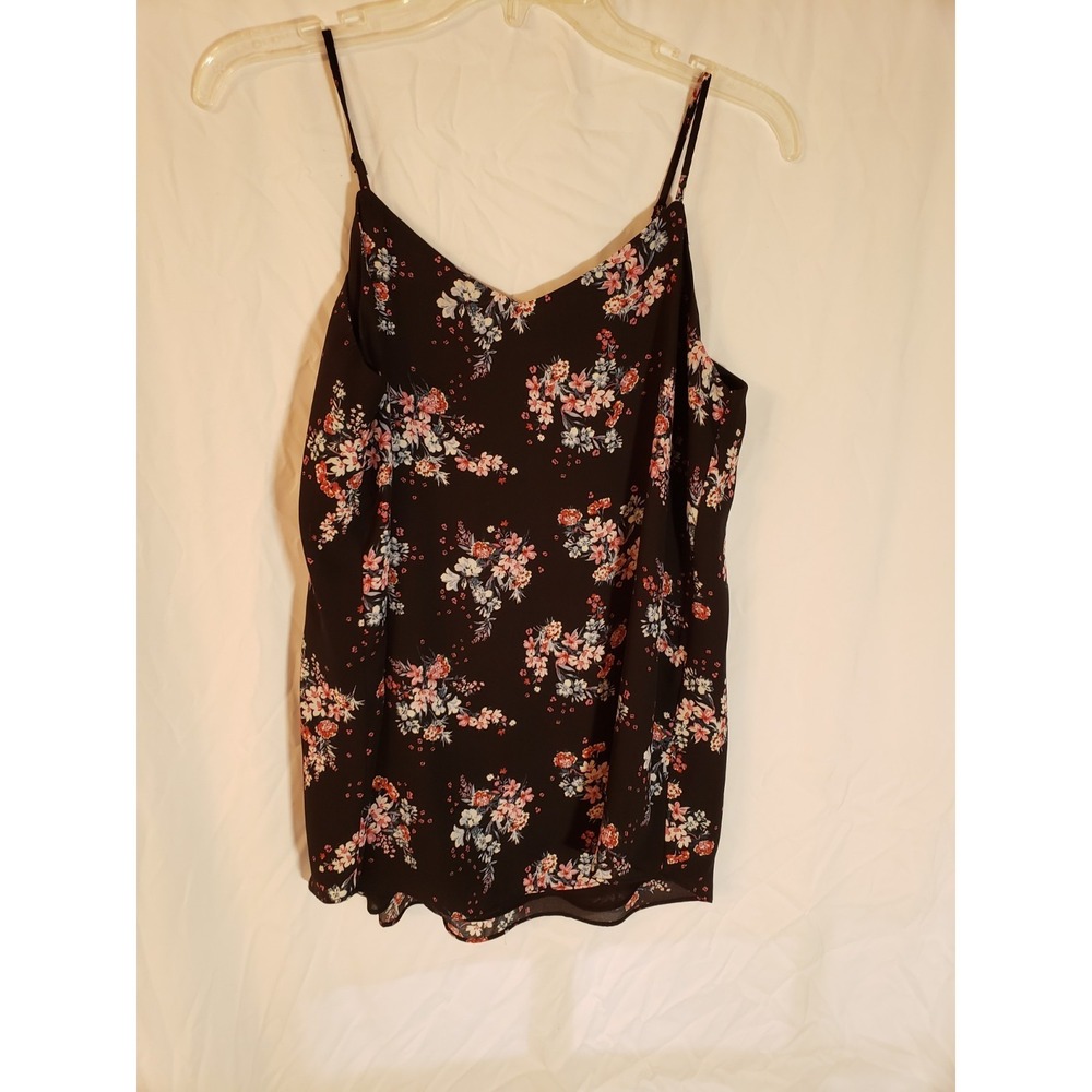 Women's Hippie Rose Black Floral Tank Top Size M